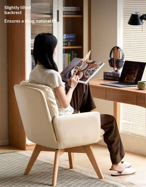 Beech Solid Wood Leather Soft Backrest Chair