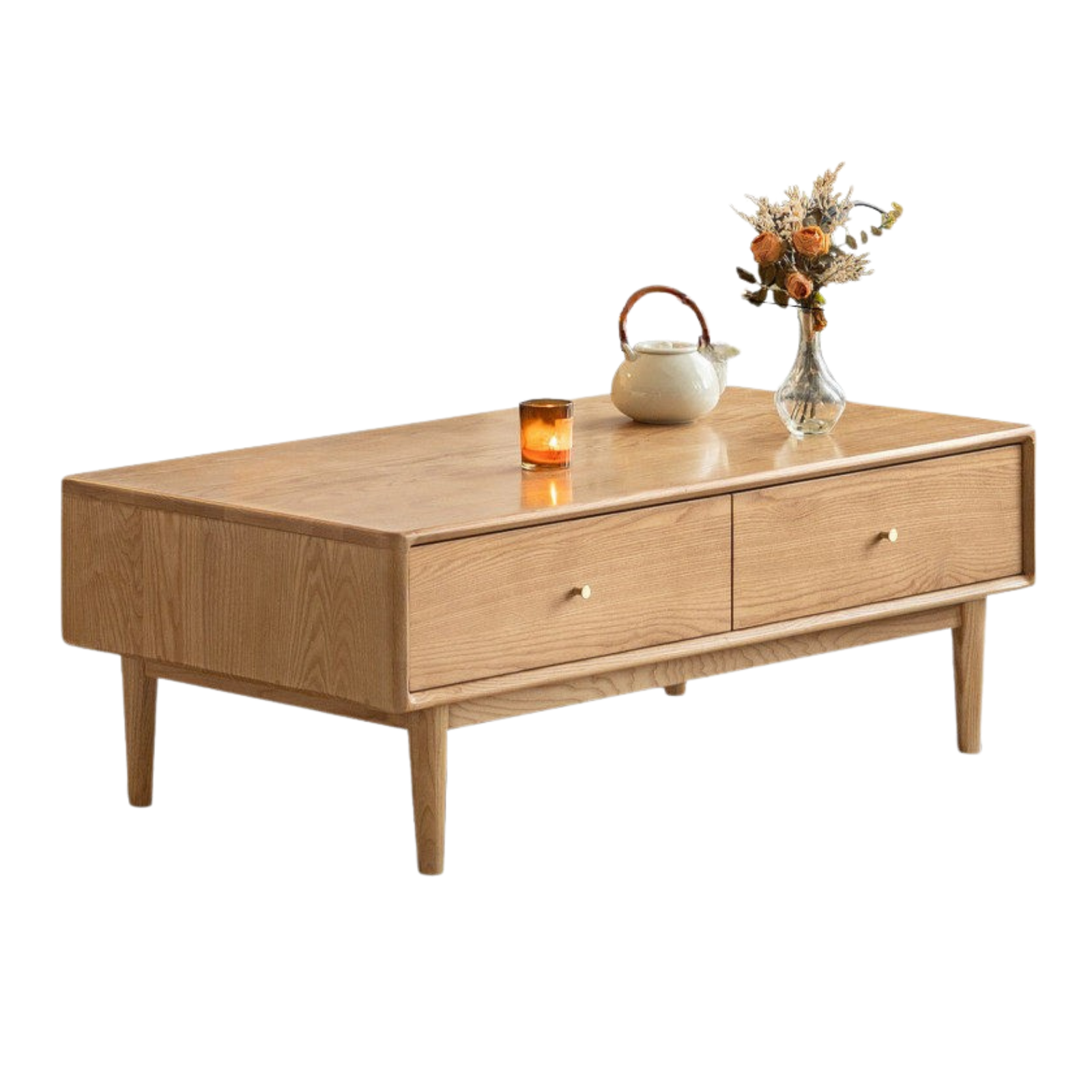 Ash Solid Wood Modern Rock Plate Coffee Table