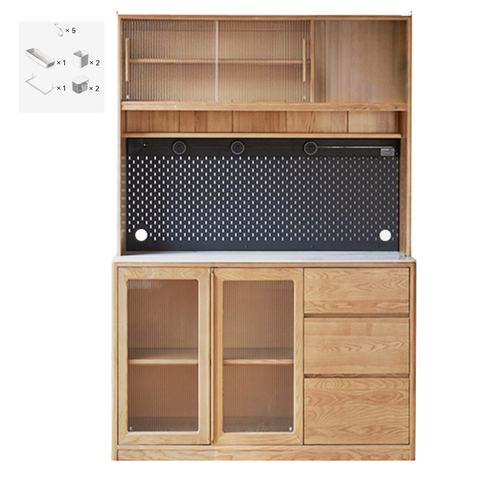 Ash Solid Wood White Wax Rock Plate Sideboard