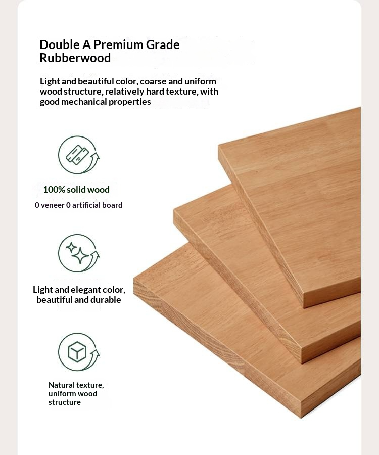 Beech, Rubberwood Solid Wood Platform Bed, Headboard-Free Bed with Flat Edge