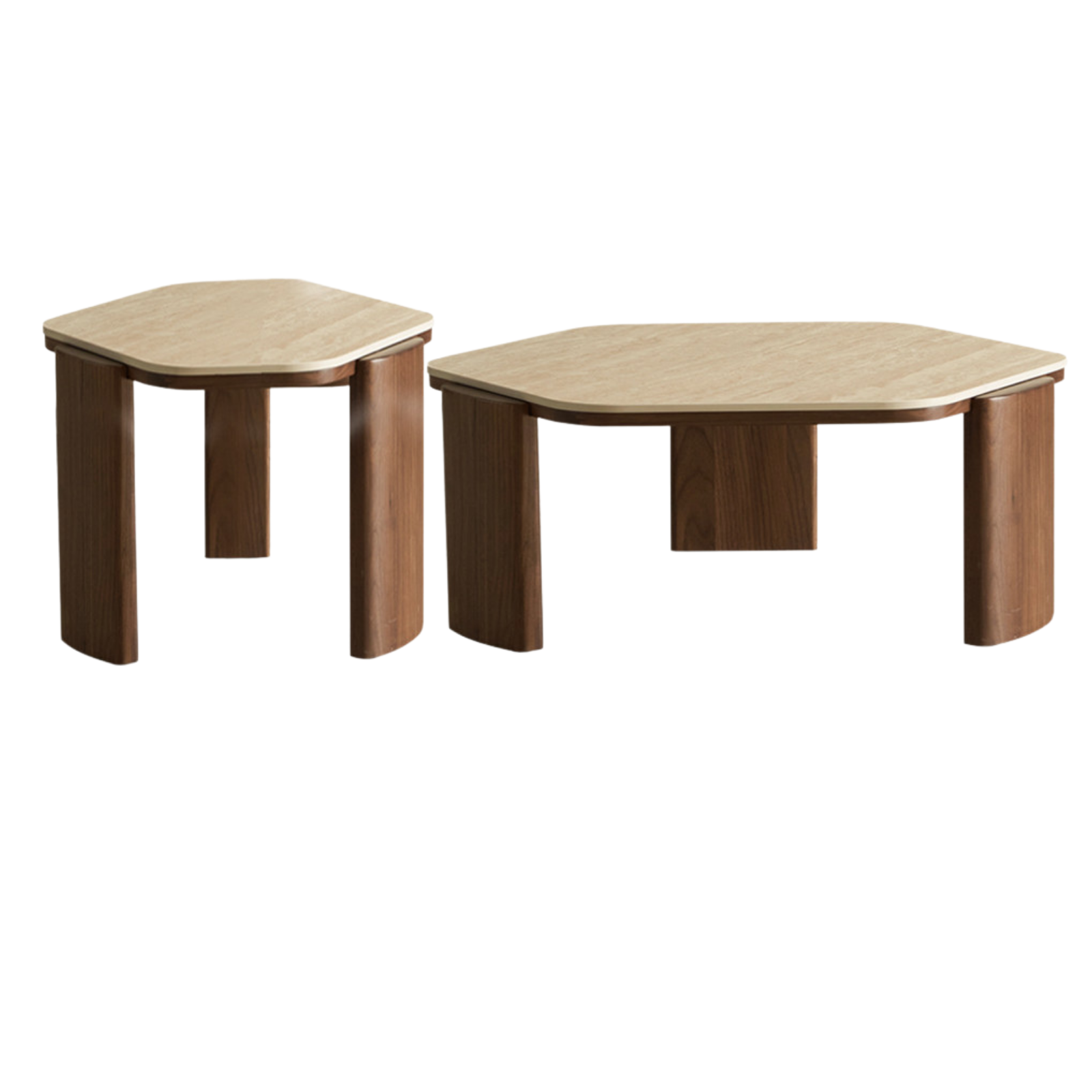 Sandalwood, Black Walnut Solid Wood Rock Plate Coffee Table