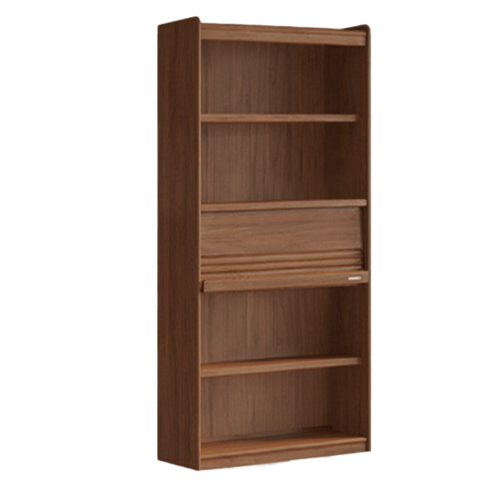 Black Walnut Solid Wood Integrated Wall Bookcase with Floor Display