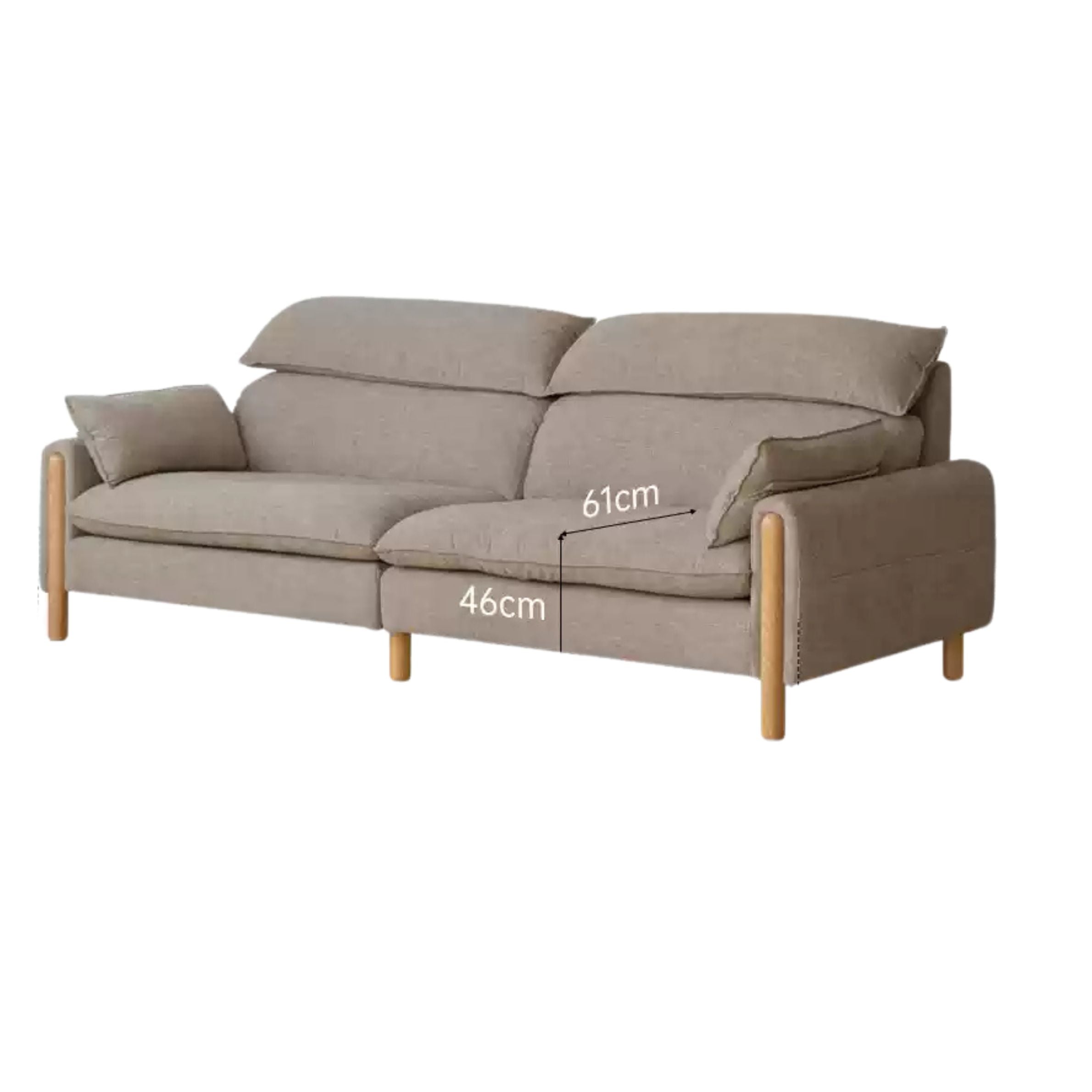 Oak high back chenille sofa washable