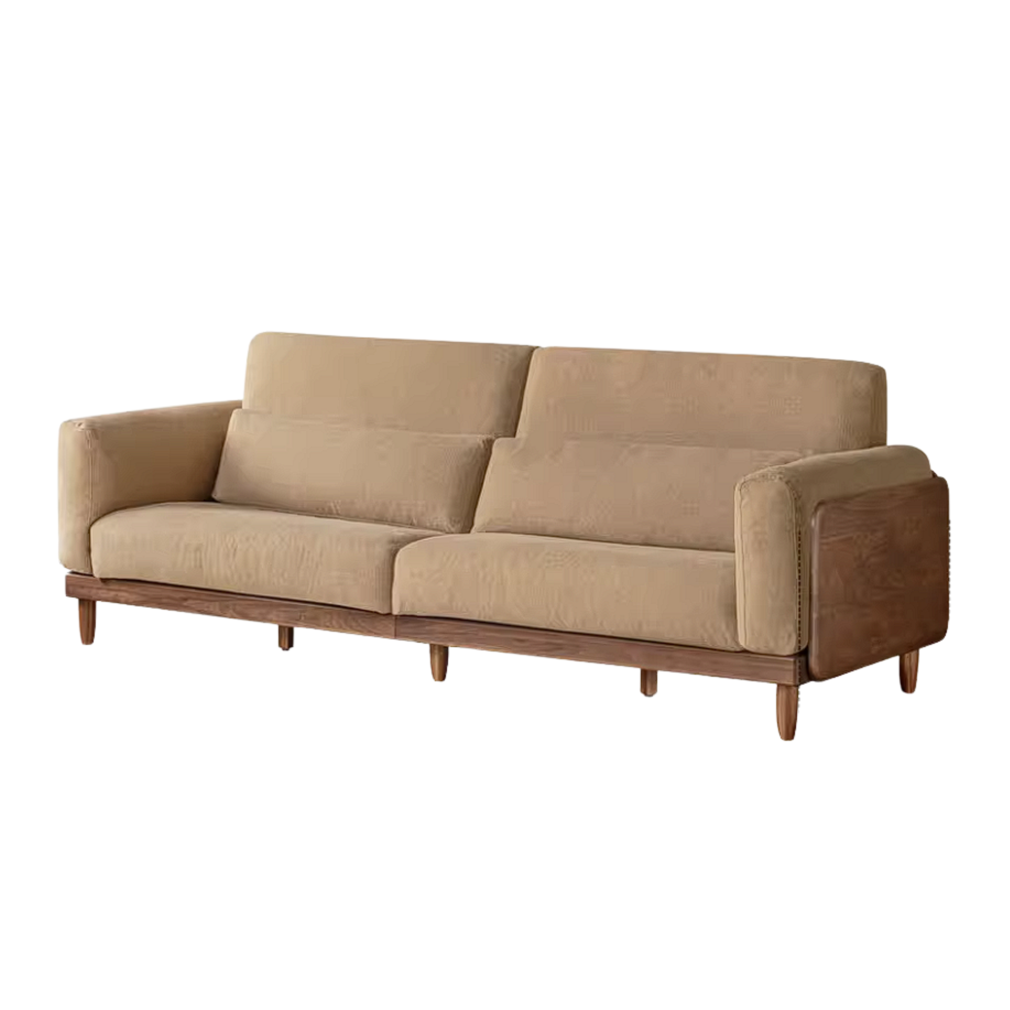 Black Walnut, Golden Sandalwood Solid Wood Sofa Genuine leather, fabric