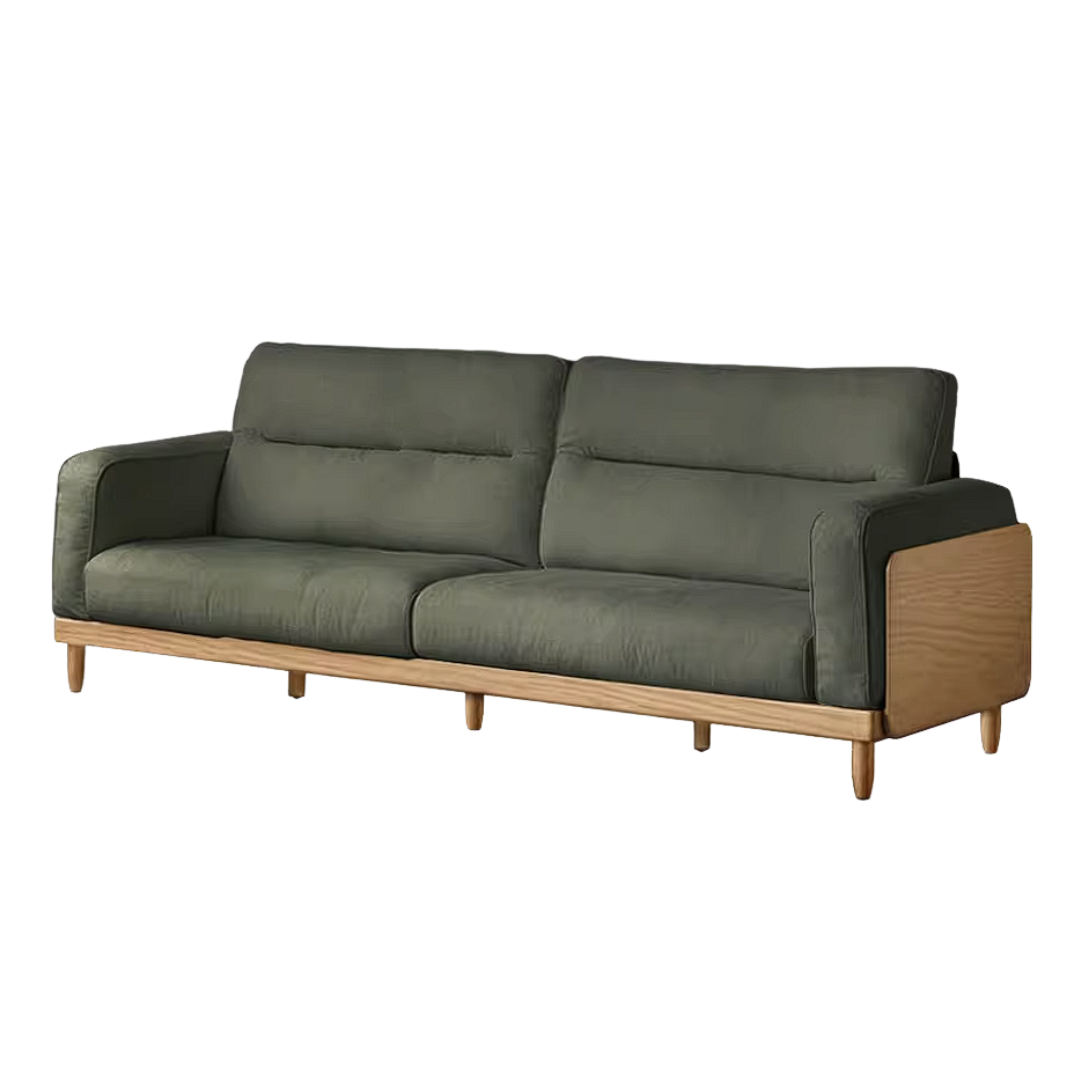 Oak, Ash Solid Wood Sofa with Exposed Wood Frame Arms