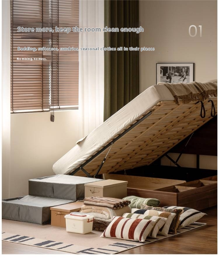 Black Walnut Solid Wood Light Luxury Box Bed