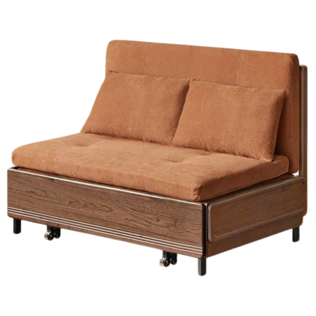Black Walnut, Oak Solid Wood Sleeper Chair-sofa Bed with Attached Fold-Out Side Tray