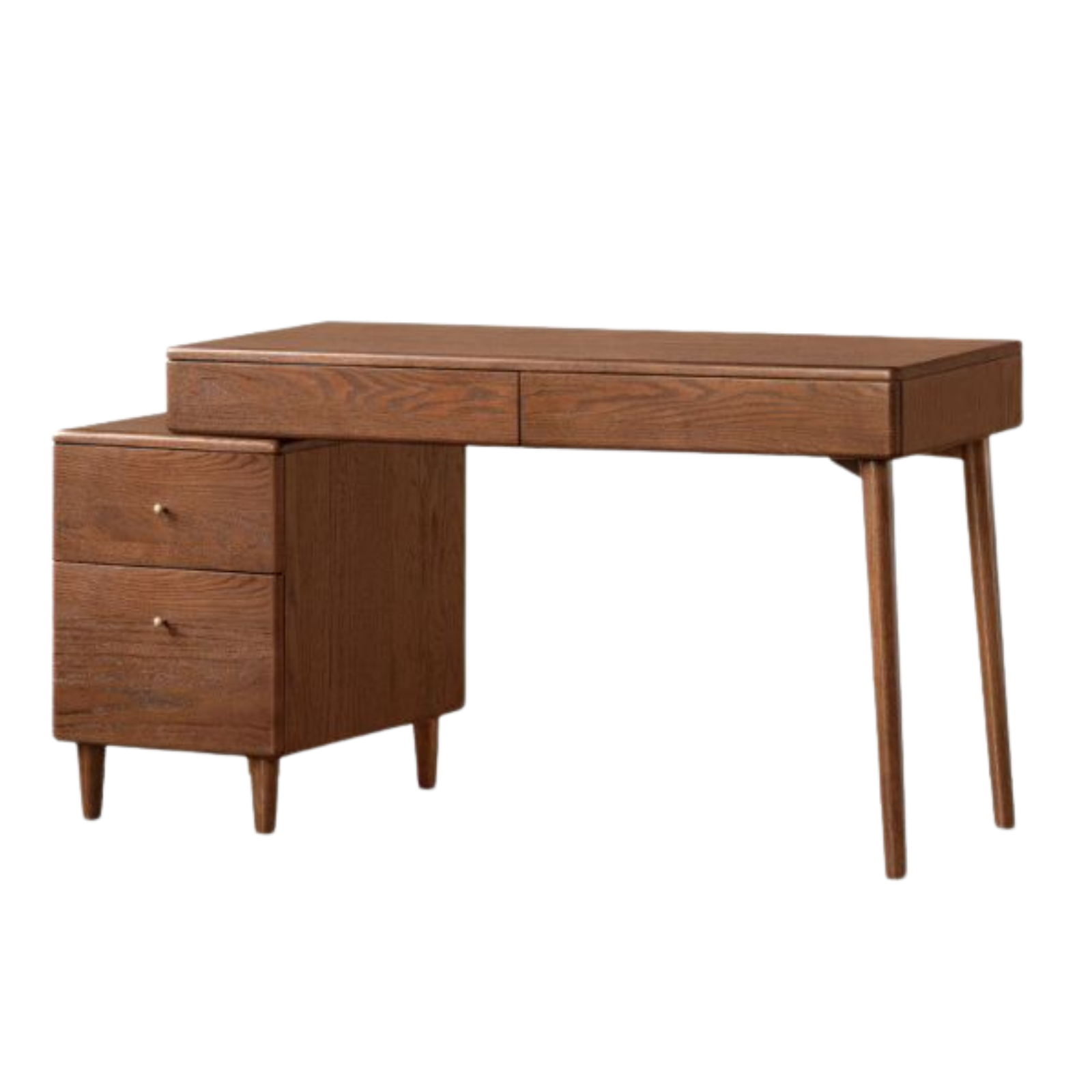 Oak Solid Wood Telescopic Desk with Integrated Bookshelf