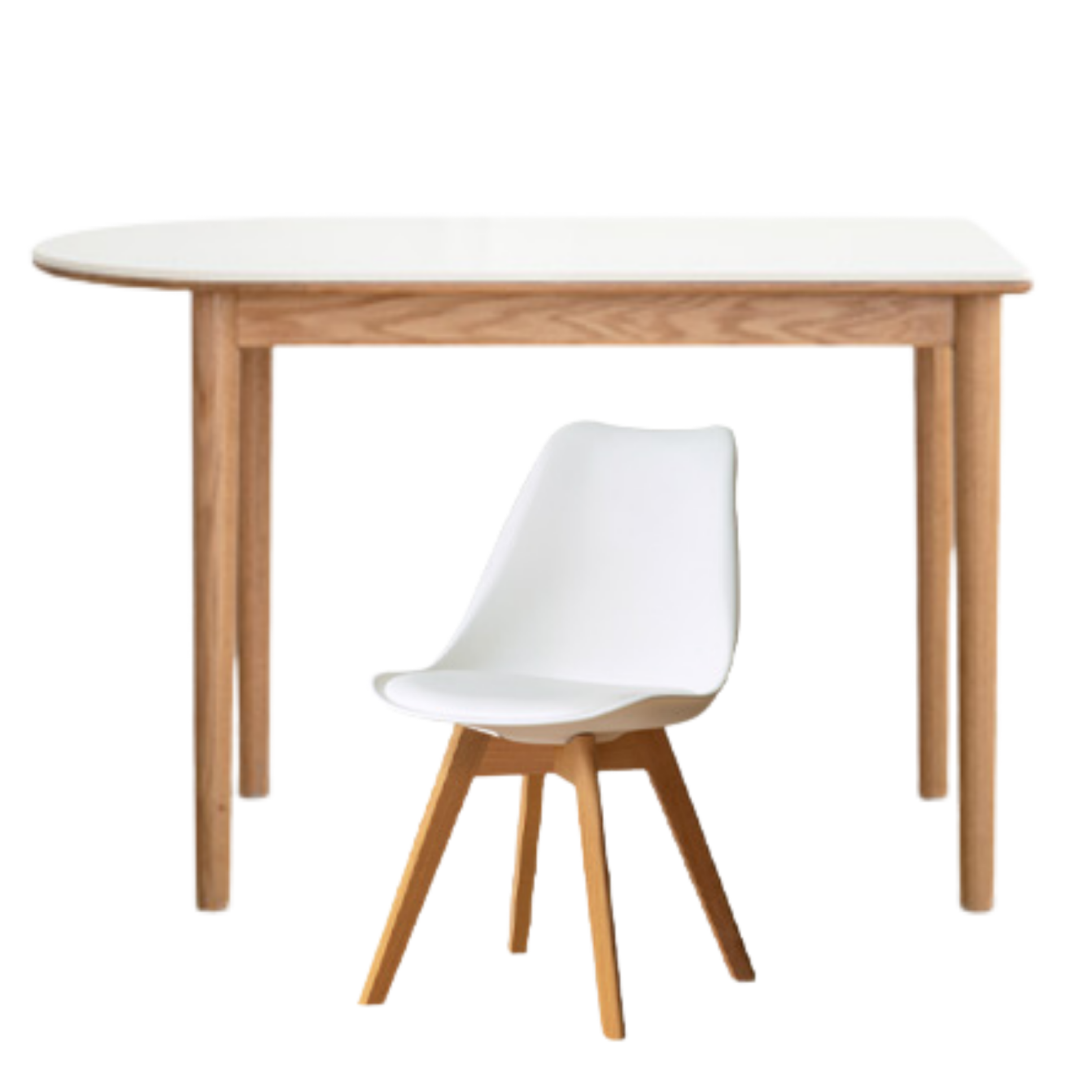 Oak, Beech Solid Wood Rock Slab Semi-Circular Dining Table