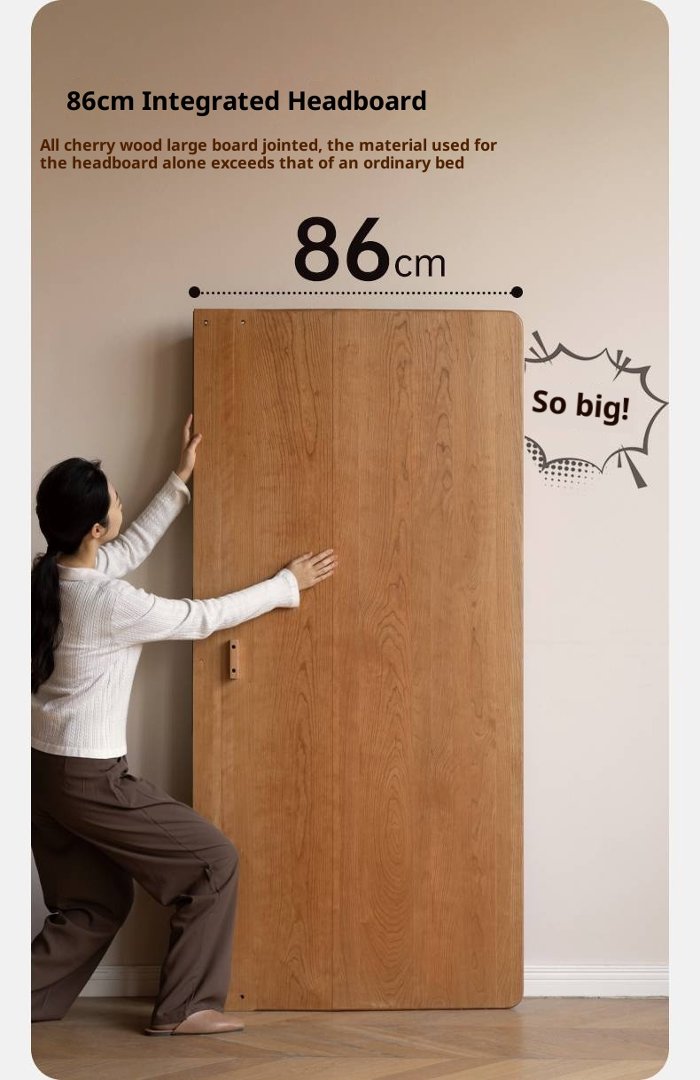 Cherry Solid Wood Suspended Bed with Light