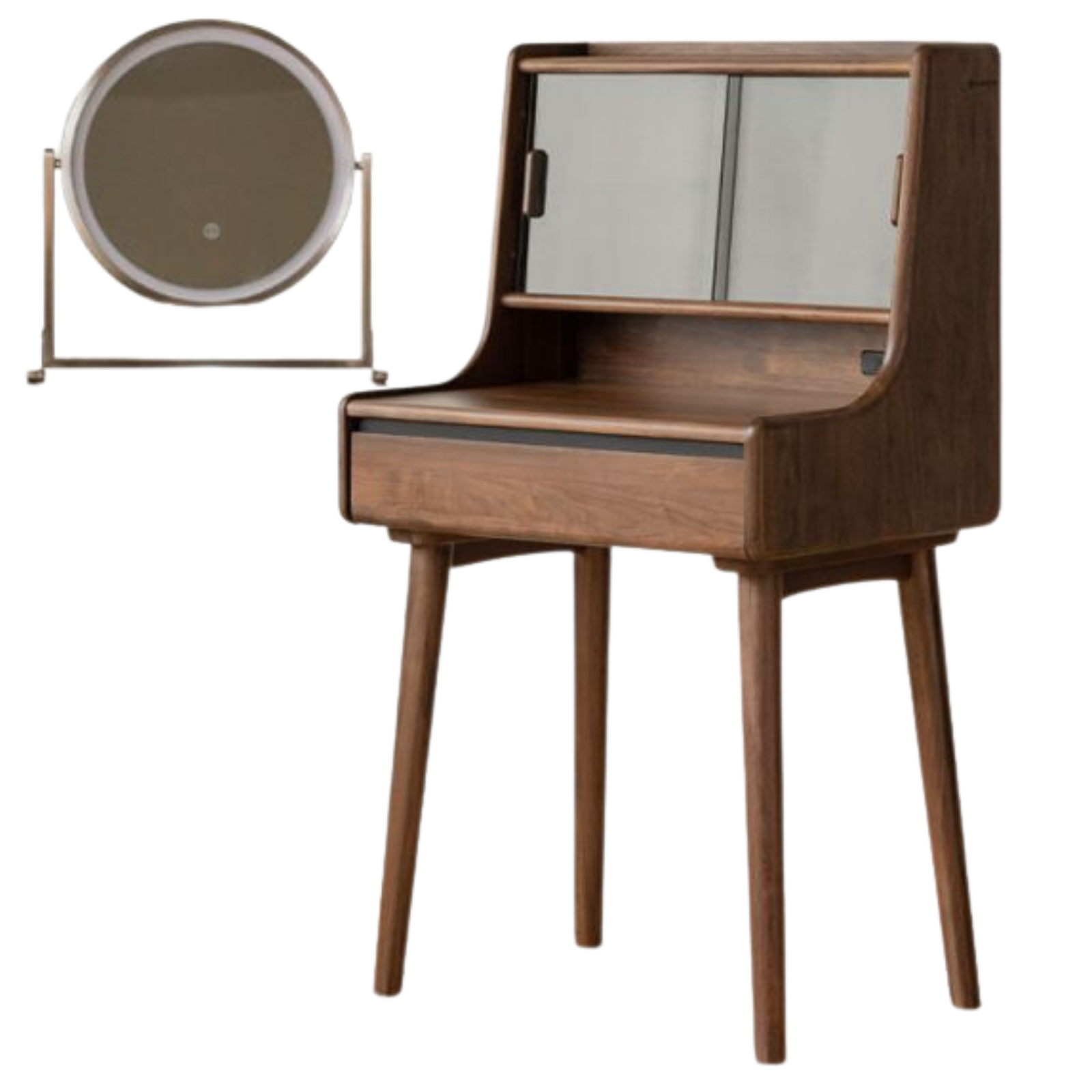 Black Walnut, Sandalwood Solid Wood Light Luxury Multifunctional Dressing Table