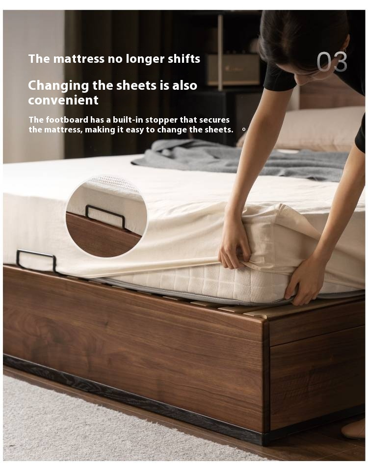 Black Walnut Solid Wood Light Luxury Box Bed