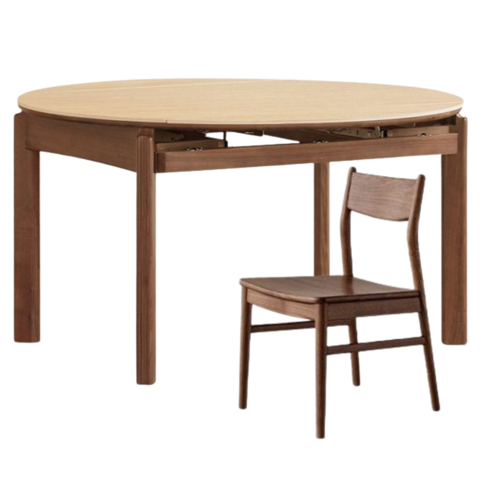 Black Walnut Solid Wood Folding Dining Table with Rock Plate Round Top