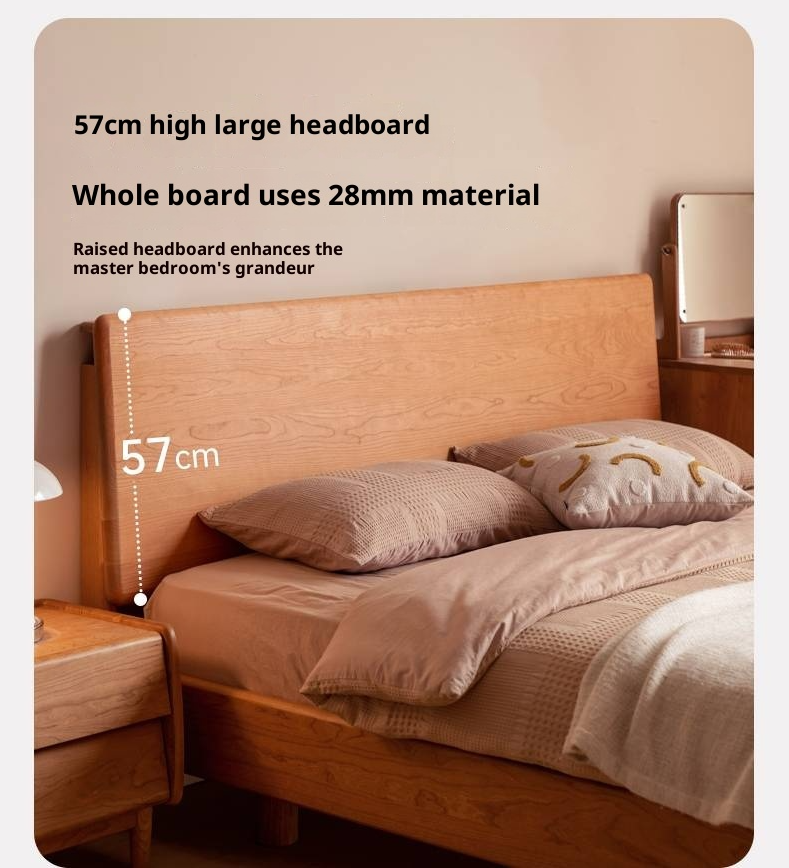 Cherry Solid Wood Bed Modern Style