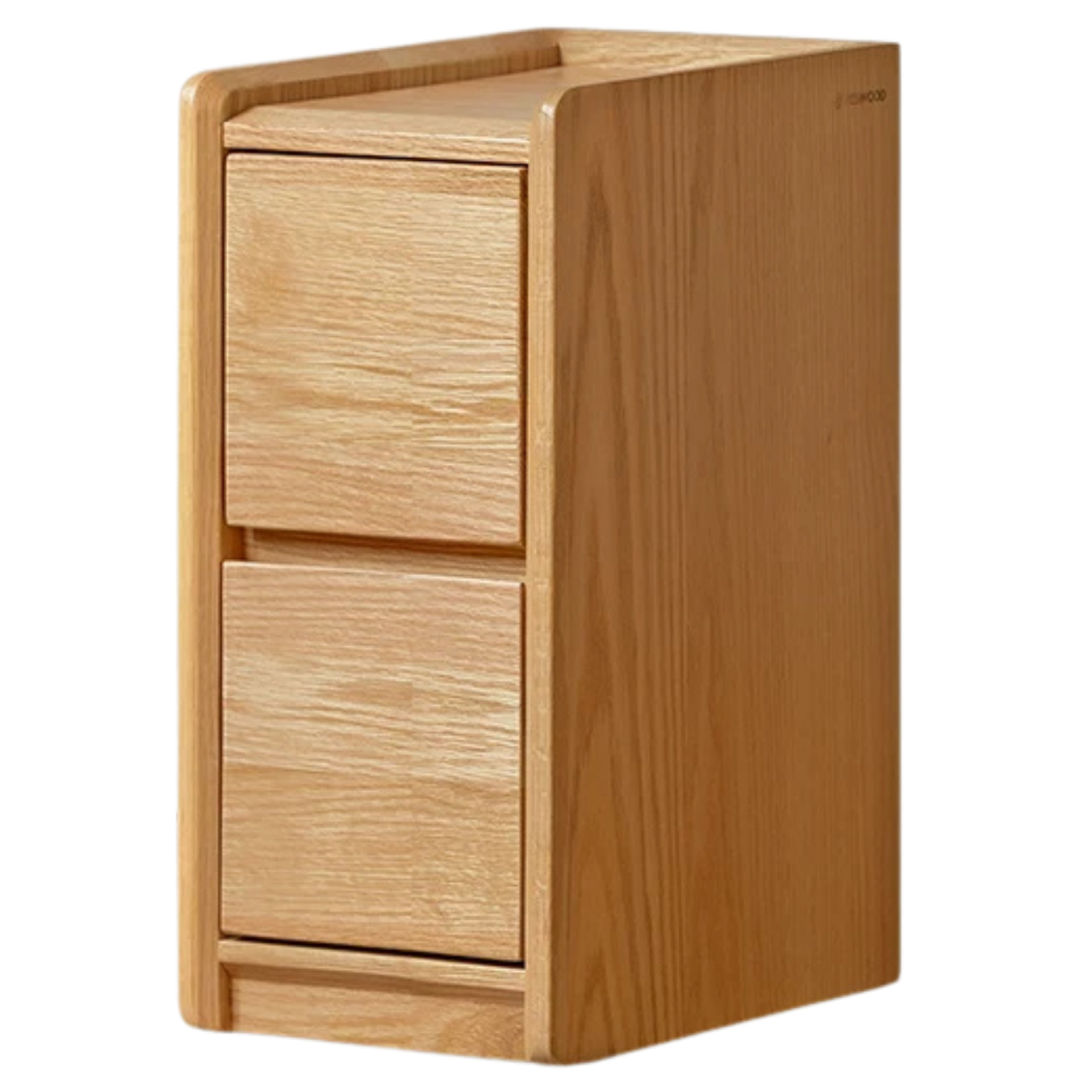 Oak Solid Wood, Solid Rubberwood Two Drawer Nightstand.