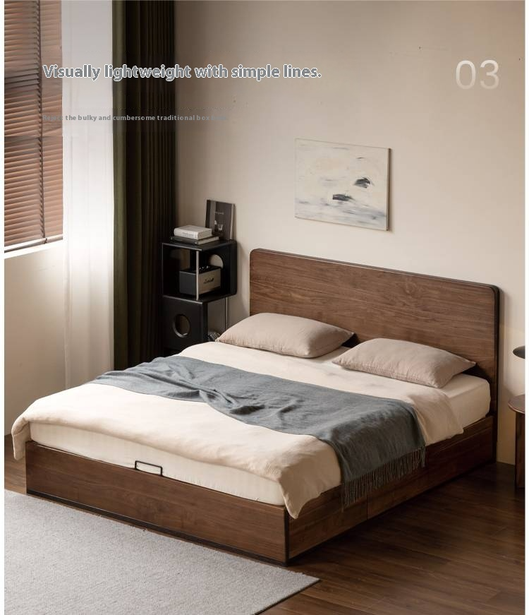 Black Walnut Solid Wood Light Luxury Box Bed