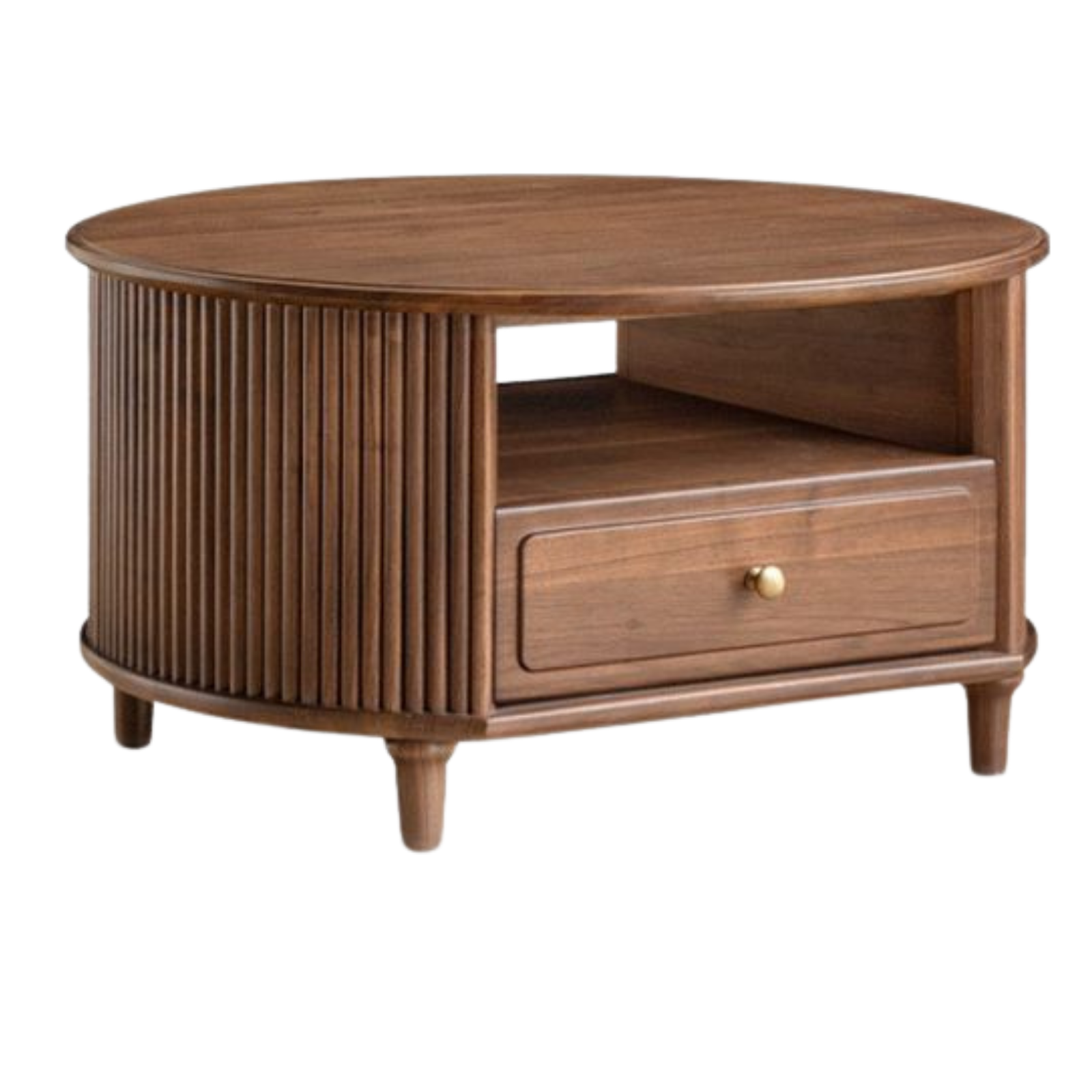 Black Walnut Solid Wood Coffee Table with Storage Drawer, Mid Century