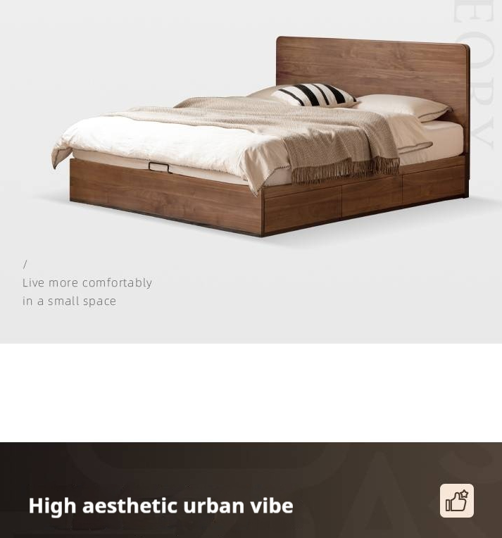 Black Walnut Solid Wood Light Luxury Box Bed