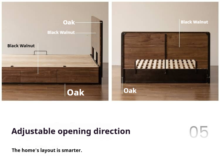 Black Walnut Solid Wood Light Luxury Box Bed