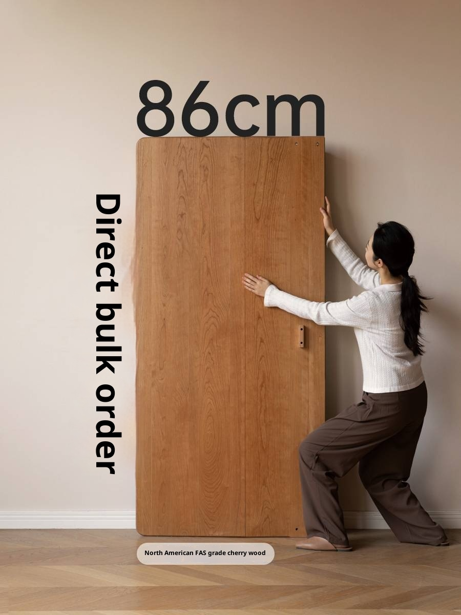 Cherry Solid Wood Suspended Bed with Light