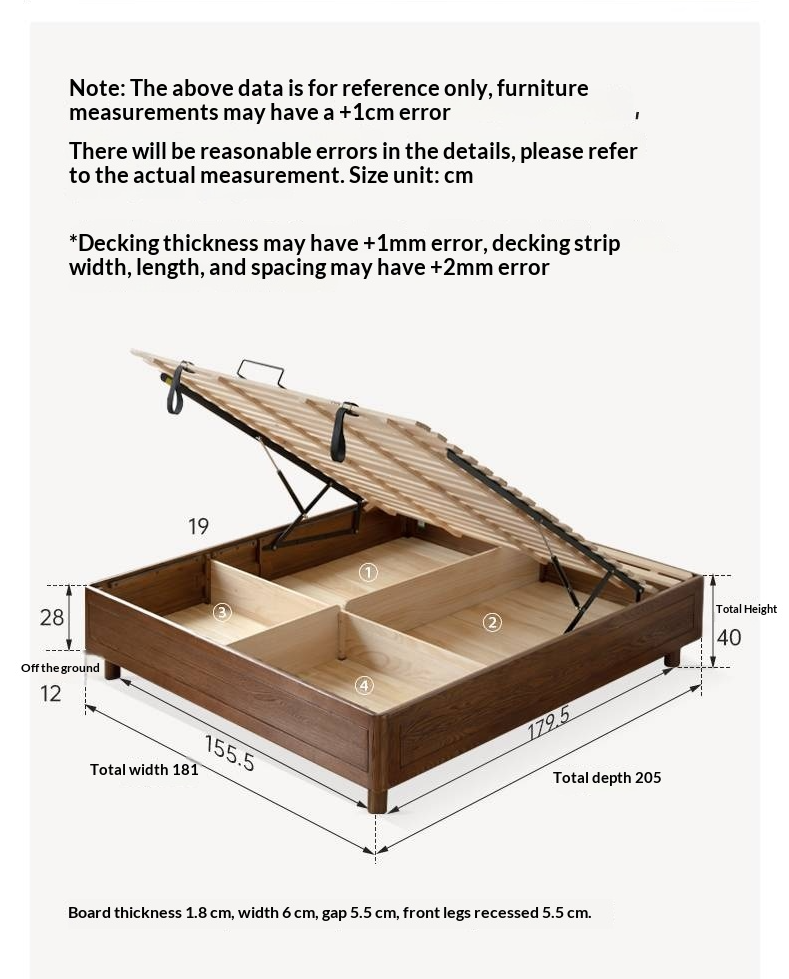 Oak Solid Wood Modern Platform Bed, Headboard-Free Box Bed