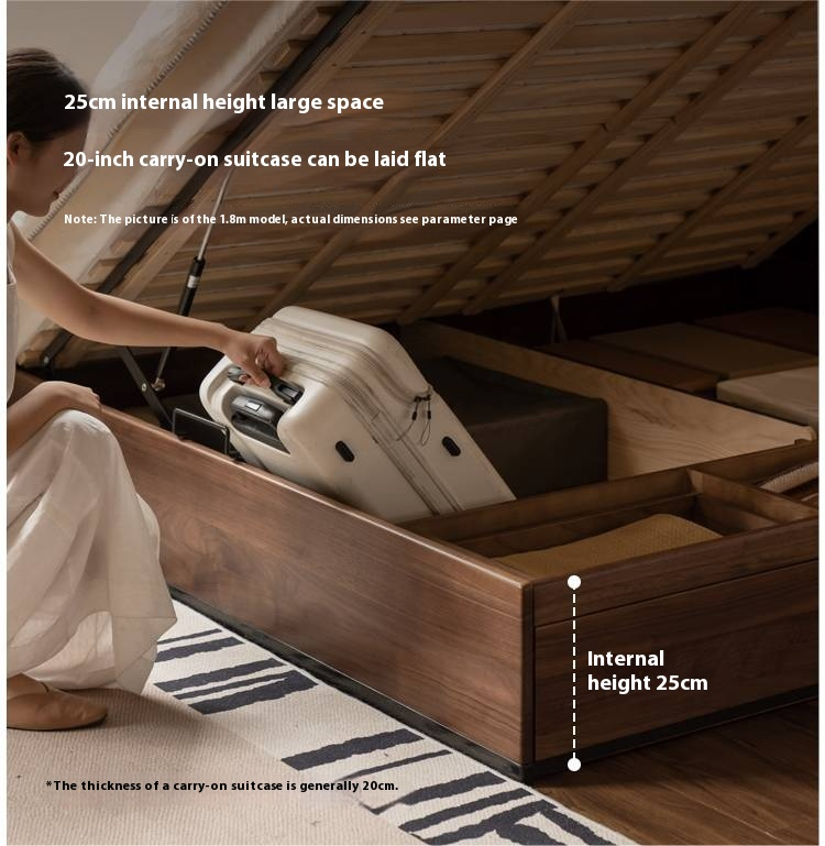 Black Walnut Solid Wood Light Luxury Box Bed