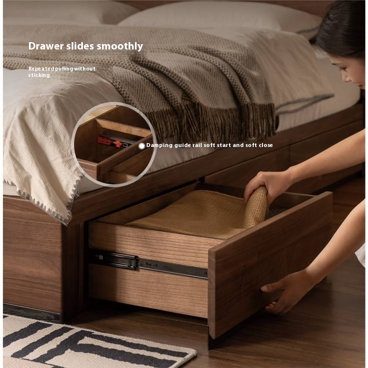 Black Walnut Solid Wood Light Luxury Box Bed