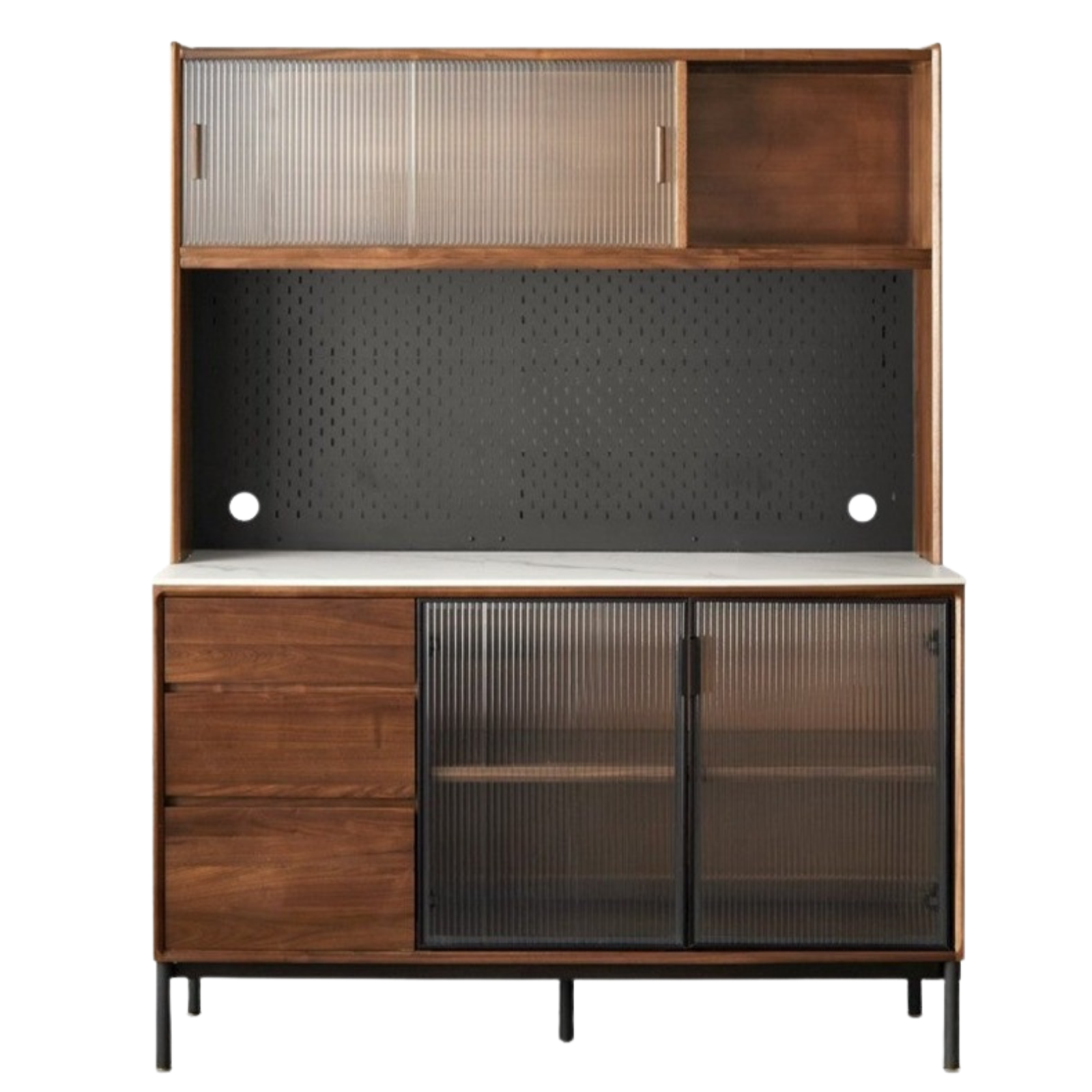 Black Walnut Solid Wood, Sandalwood Rock Sideboard Buffet Cabinet