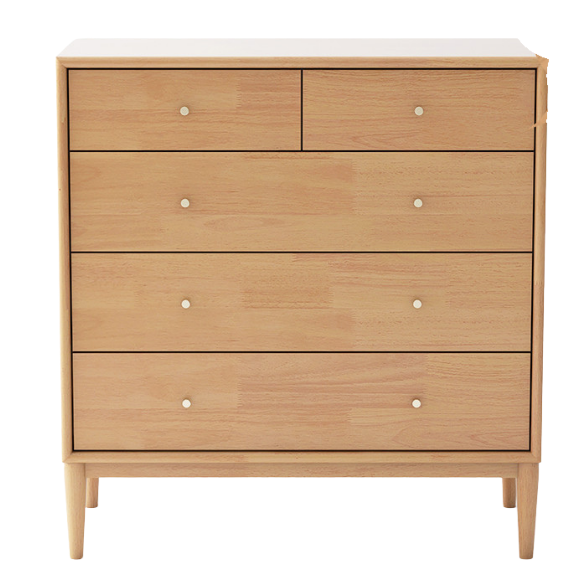 Oak Solid Wood, Solid RubberWood Nordic Chest of Drawers