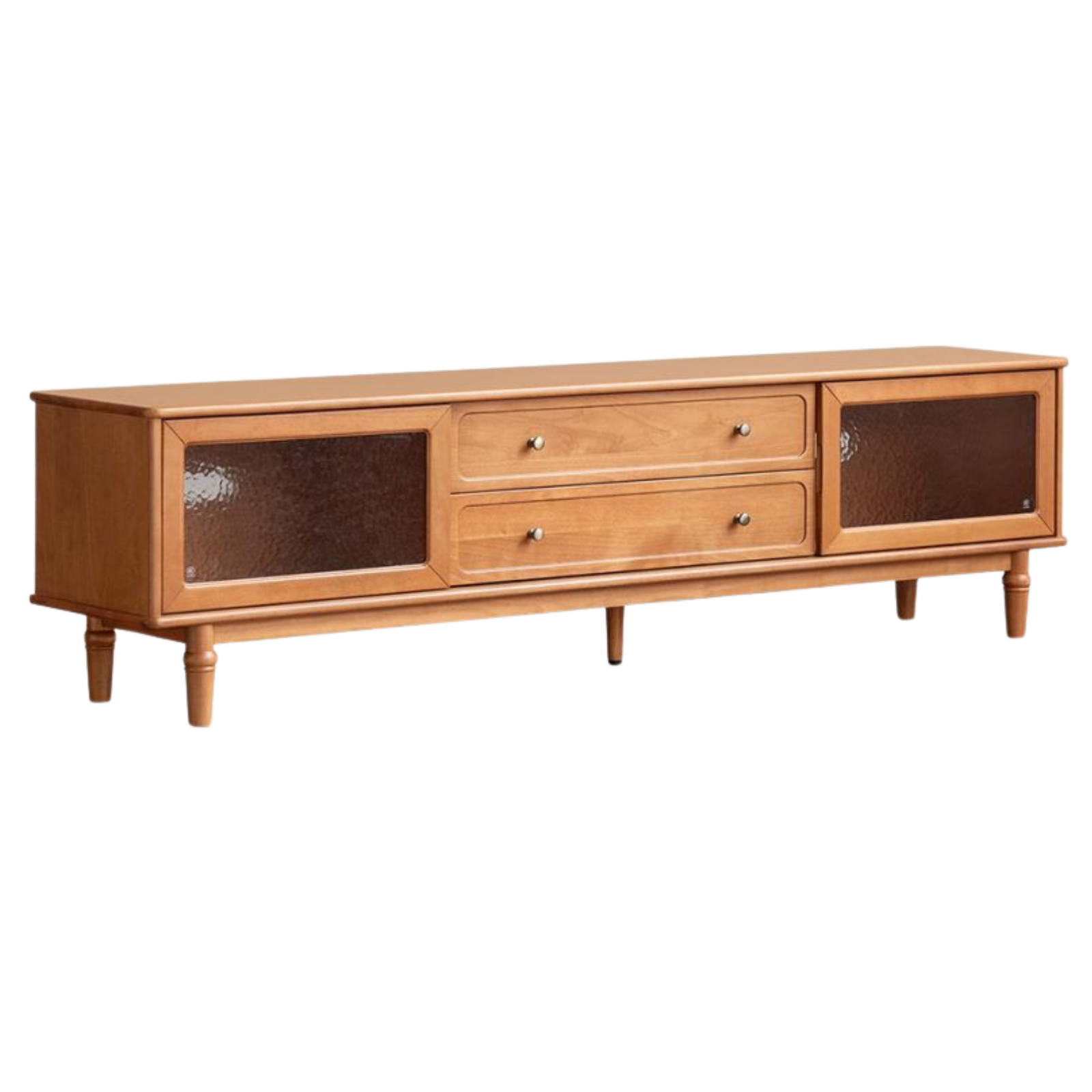 Birch Solid Wood French Country TV Console with Turned Legs