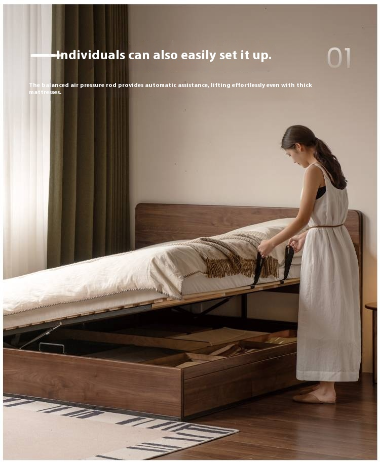Black Walnut Solid Wood Light Luxury Box Bed