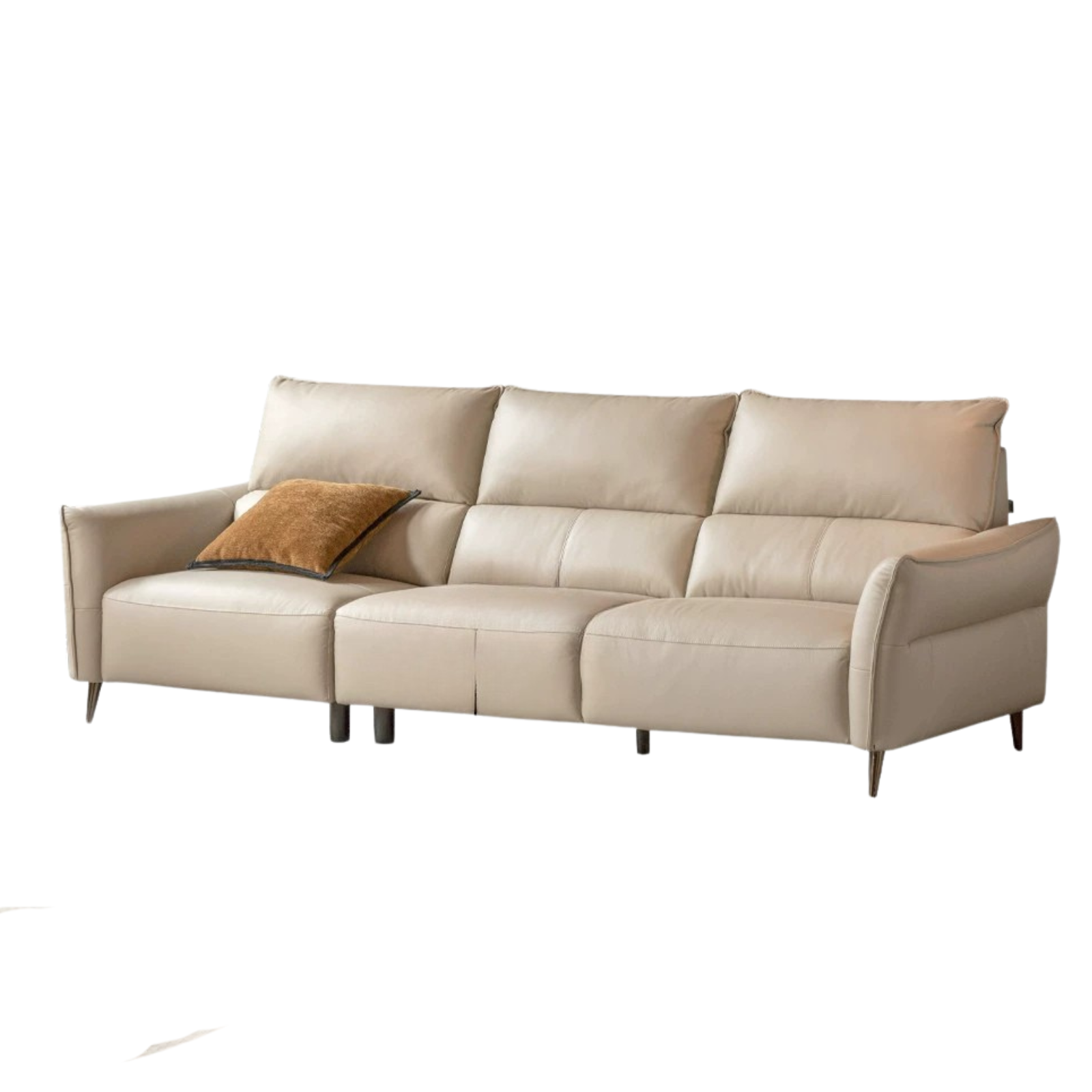 Genuine Top Grain Leather  Modern Sofa, Clean Line Contemporary Design
