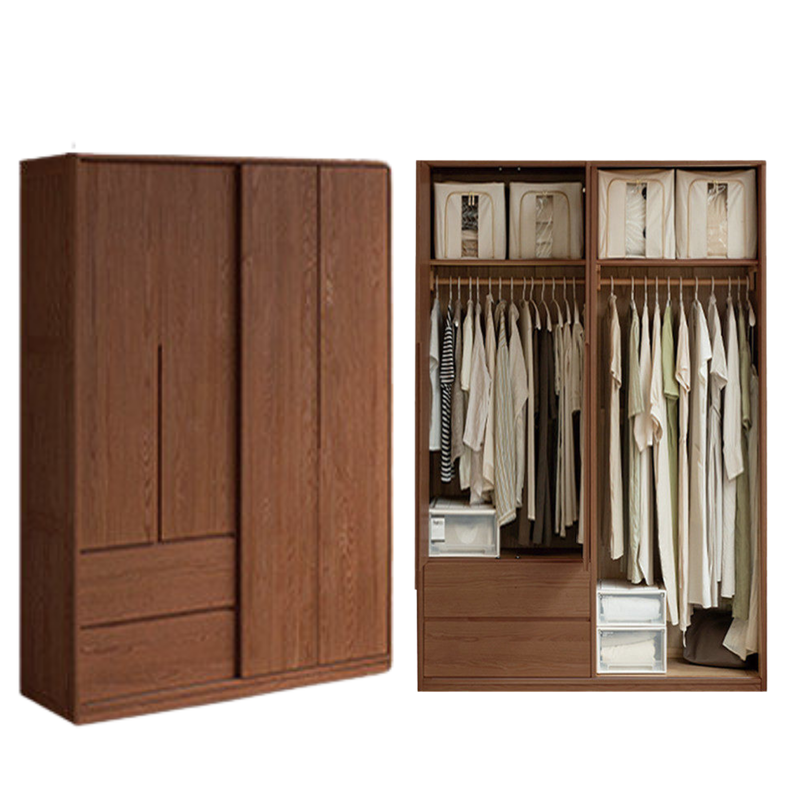Oak Solid Wood Sliding Door Wardrobe.