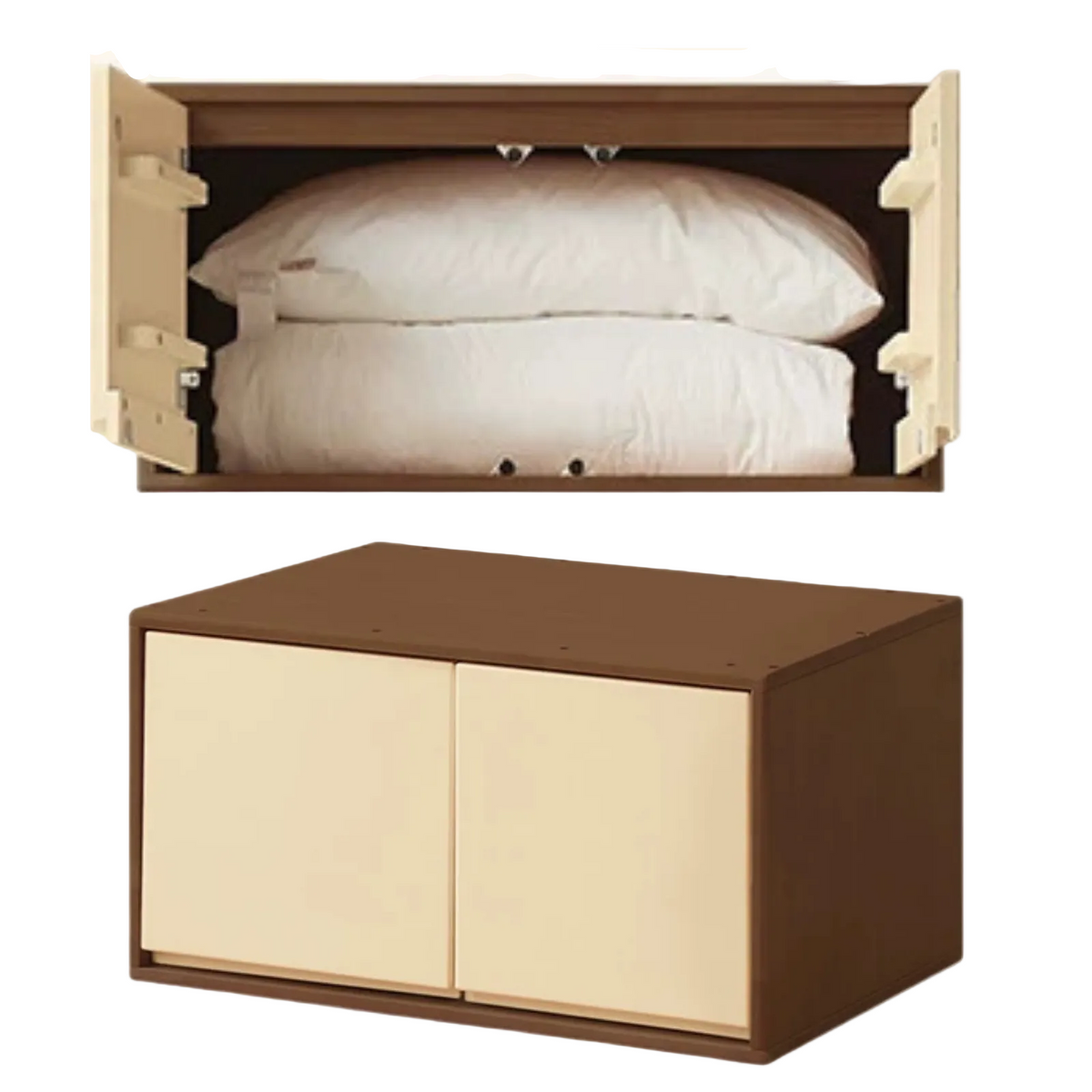 Solid RubberWood Kids Wardrobe Closet with Bear Handles and Storage Drawers