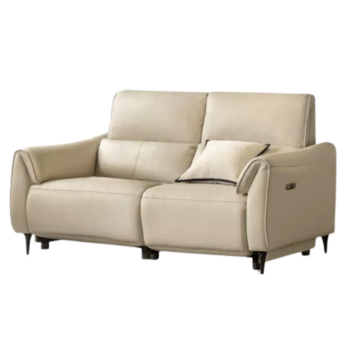 Genuine Leather Power Reclining Sofa with Adjustable Headrest and USB Charging