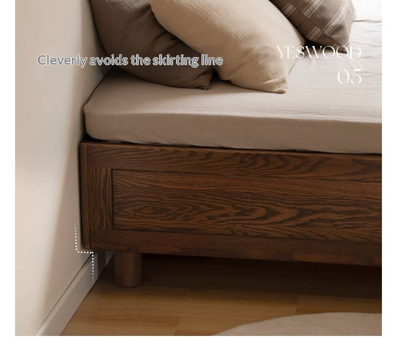 Oak Solid Wood Modern Platform Bed, Headboard-Free Box Bed