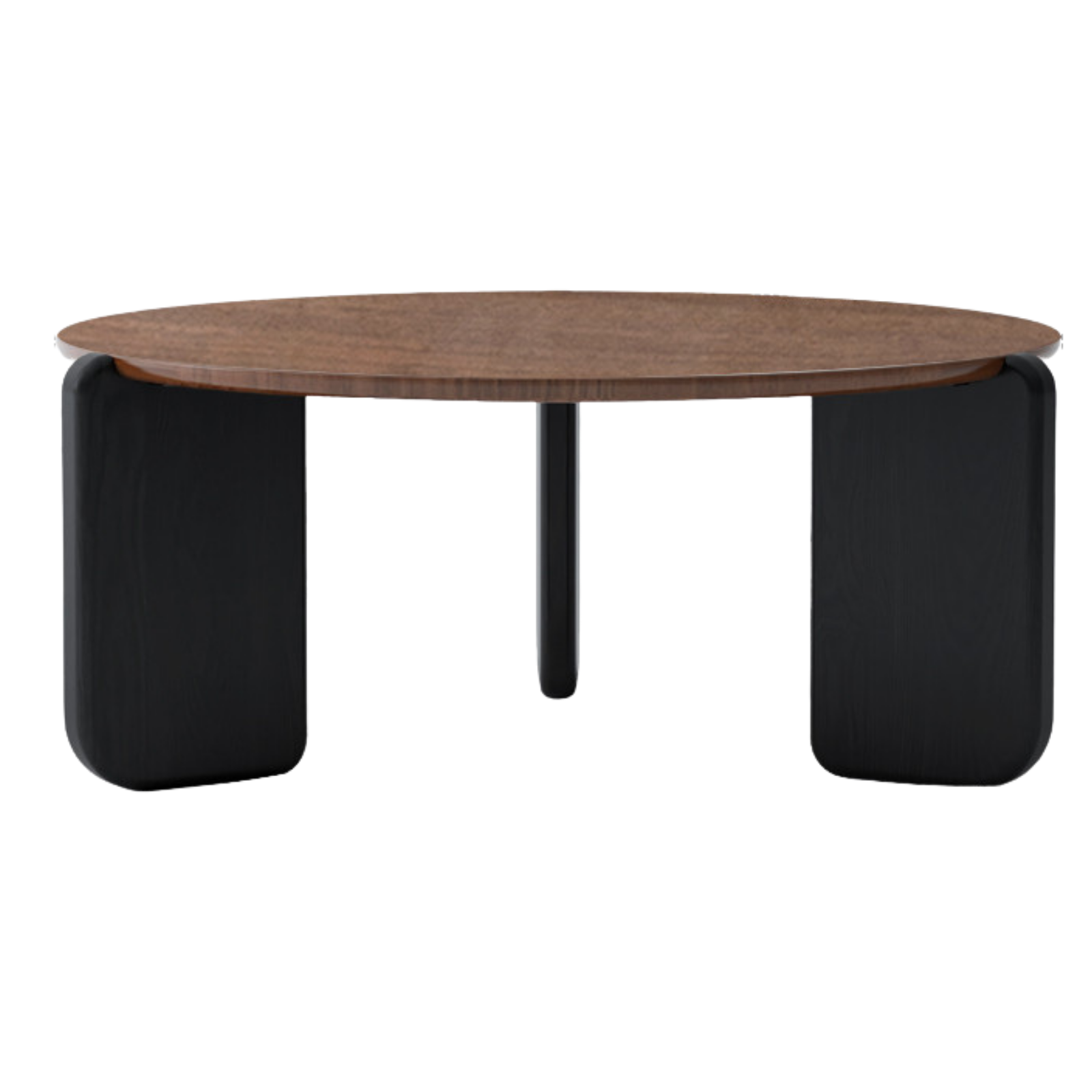 Black Walnut, Sandalwood Solid Wood Round Coffee Table Italian Light Luxury.