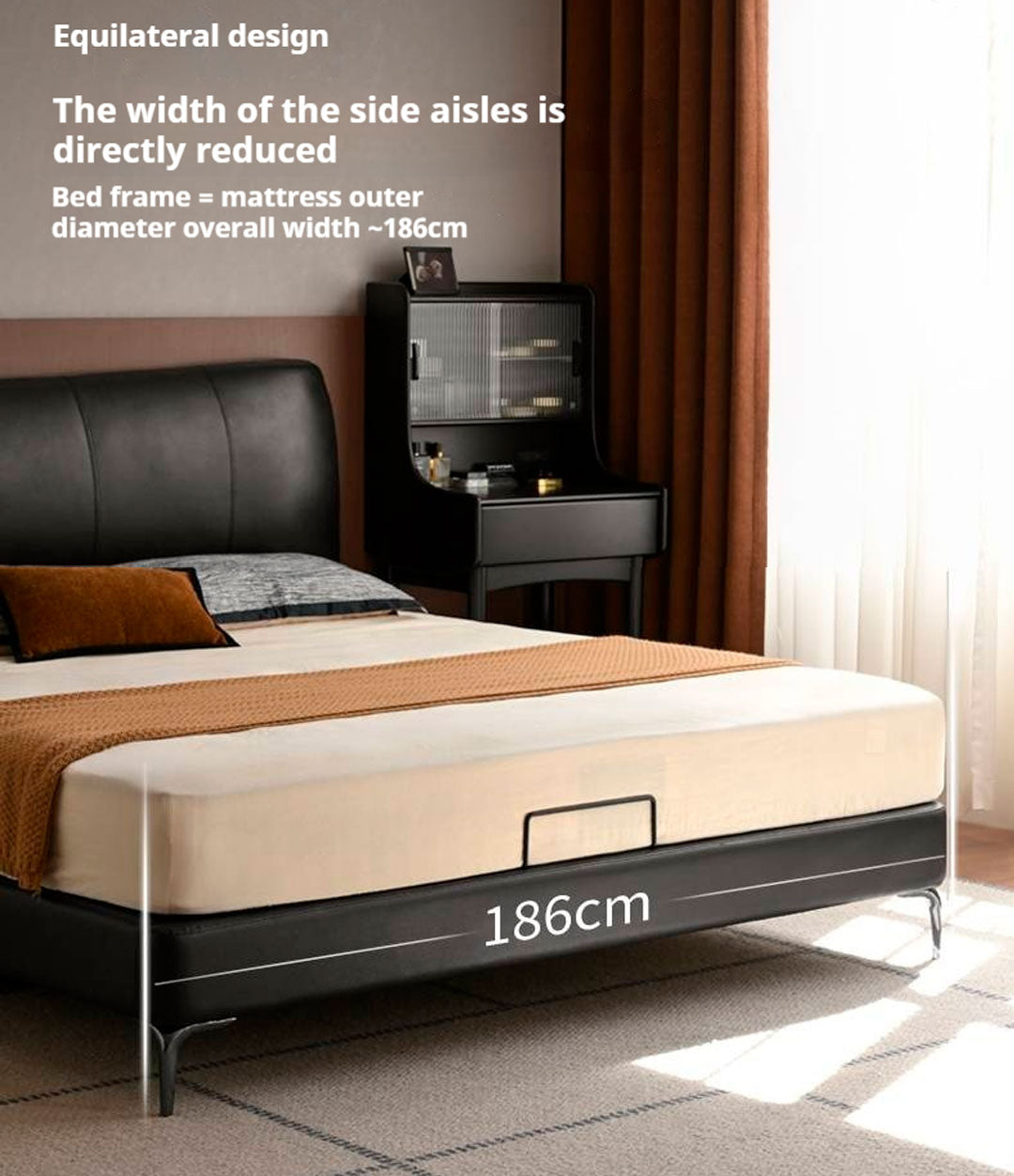 Genuine Leather Italian Light Luxury Bed