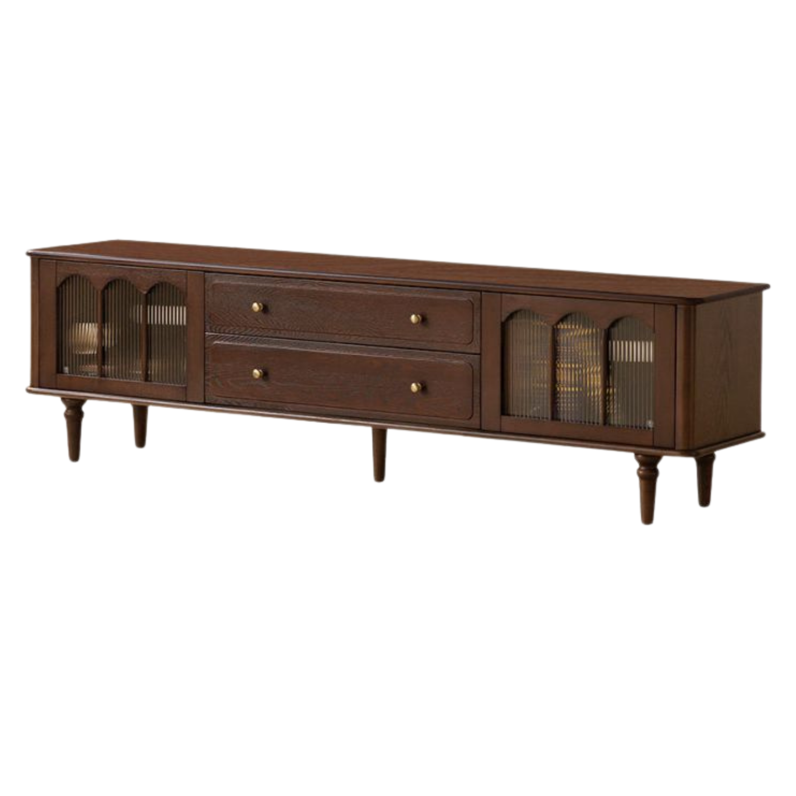 Ash Solid Wood TV Stand with American Retro Design and Tall Storage Cabinet