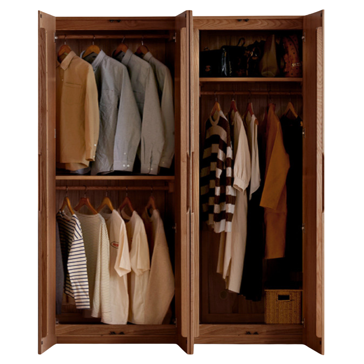 Oak, Solid Rubberwood Modern Wardrobe