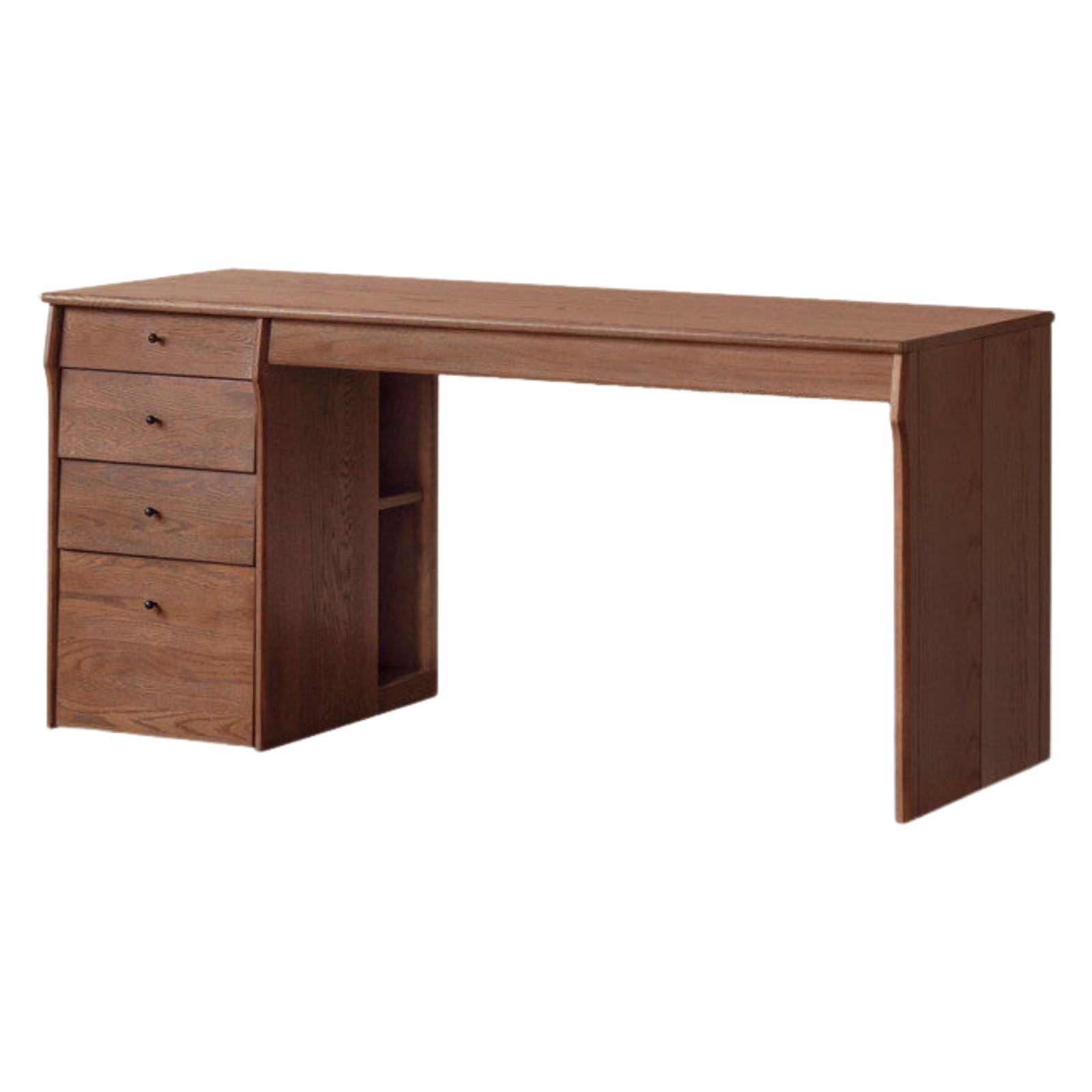 Oak, Cherry Solid Wood Desk Bookshelf Integrated Warm Light
