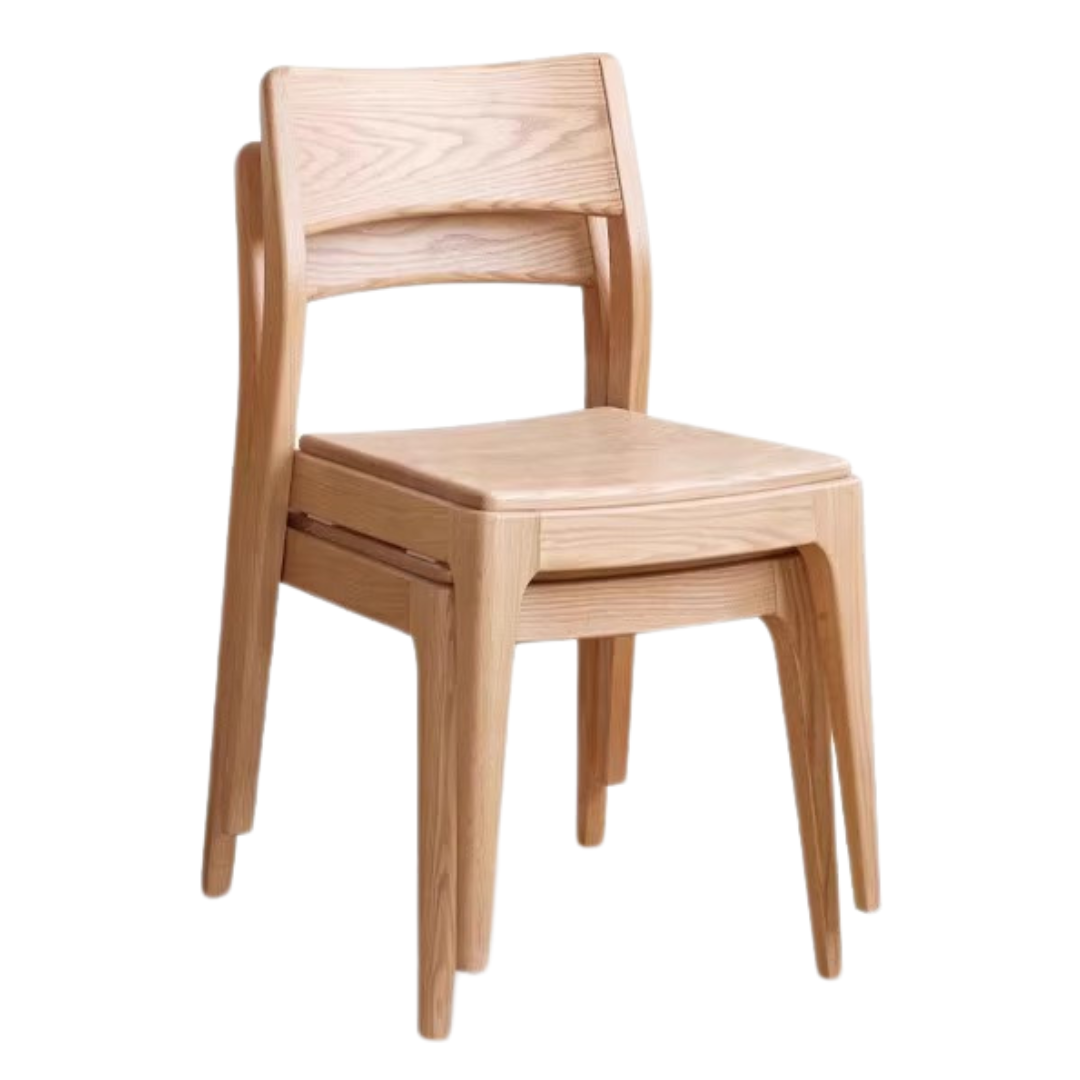 4 pcs set Oak, Ash Solid Wood Stacking Dining Chair