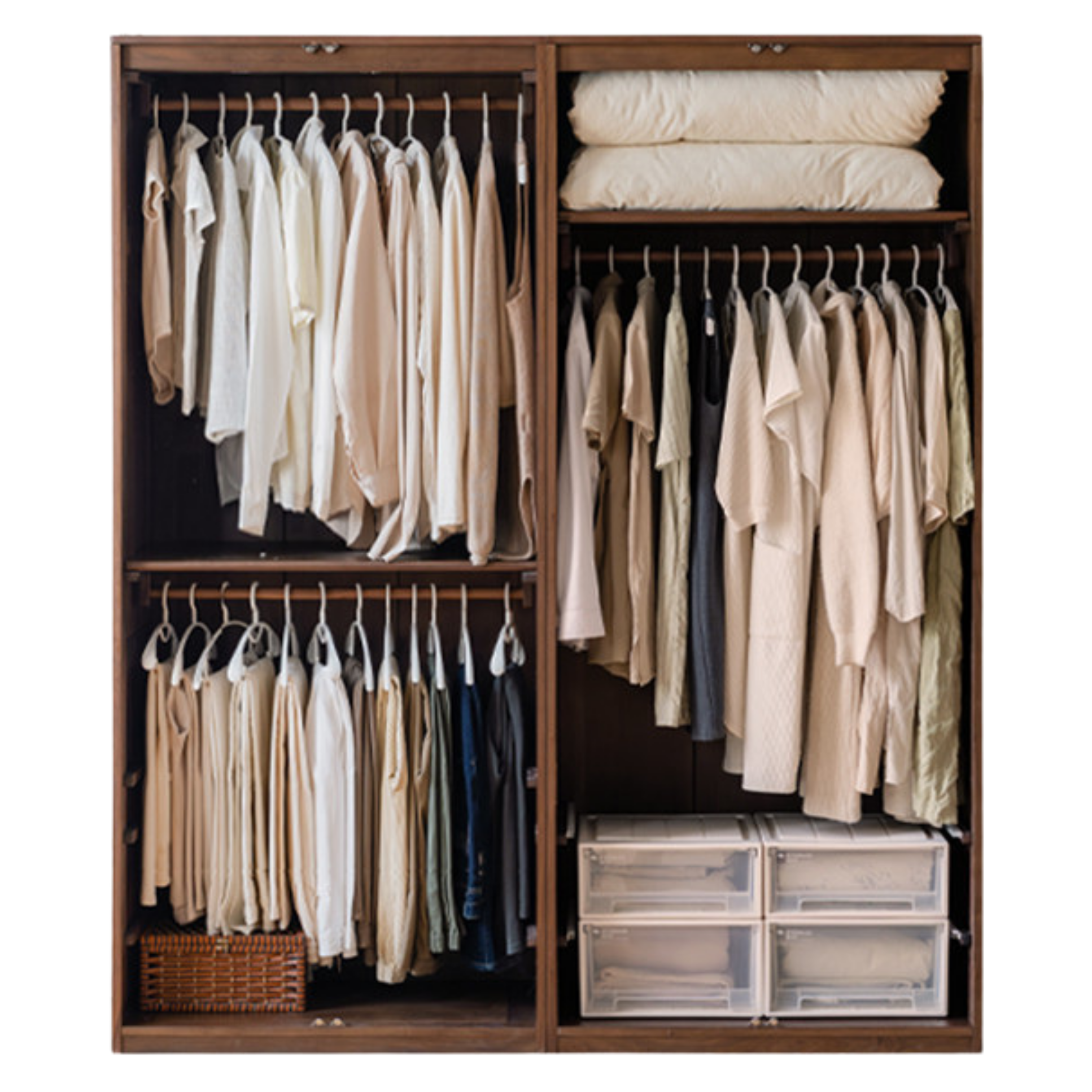 Black Walnut Solid Wood Wardrobe In Vintage Style