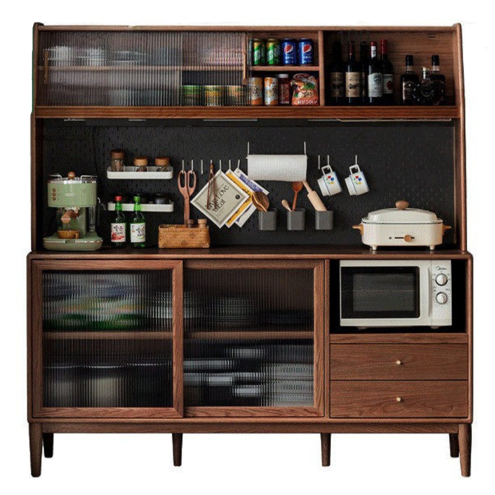 Ash Solid Wood Sideboard High Wine Cabinet Buffet