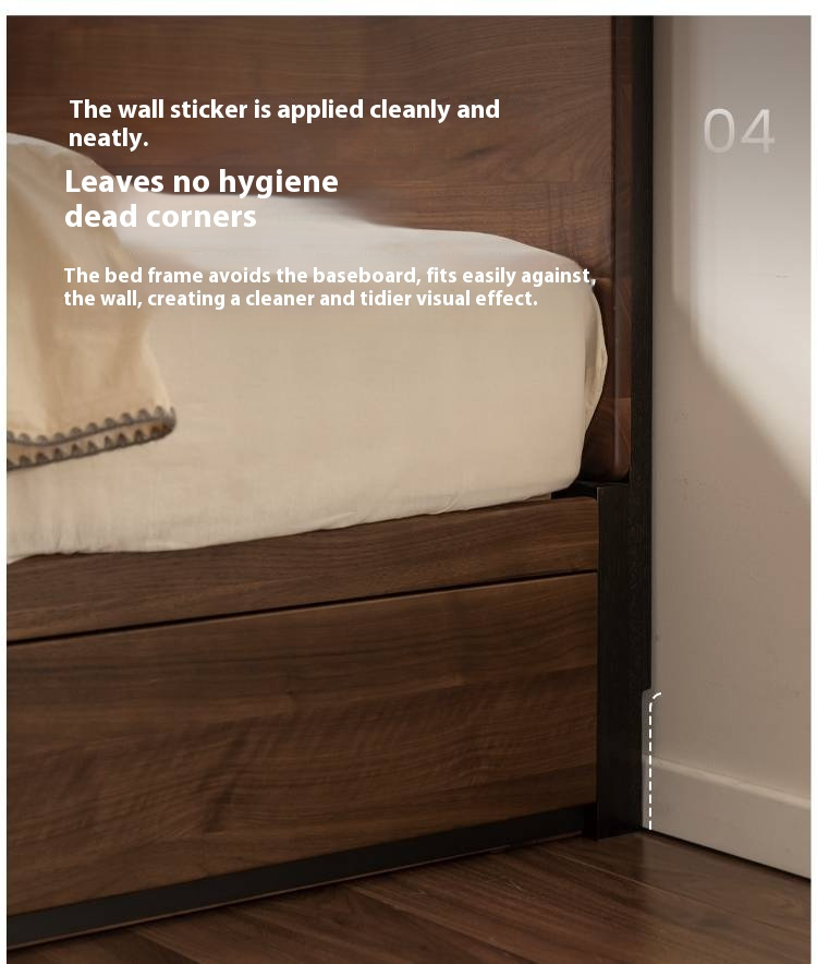 Black Walnut Solid Wood Light Luxury Box Bed