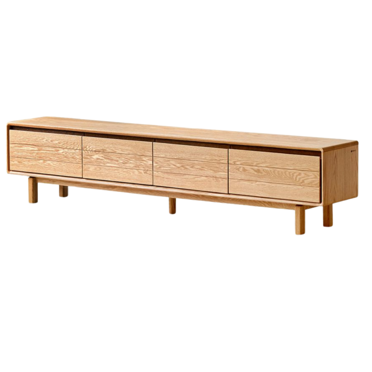 Oak Solid Wood Scandinavian TV Console with Two-Tone Color Block Doors