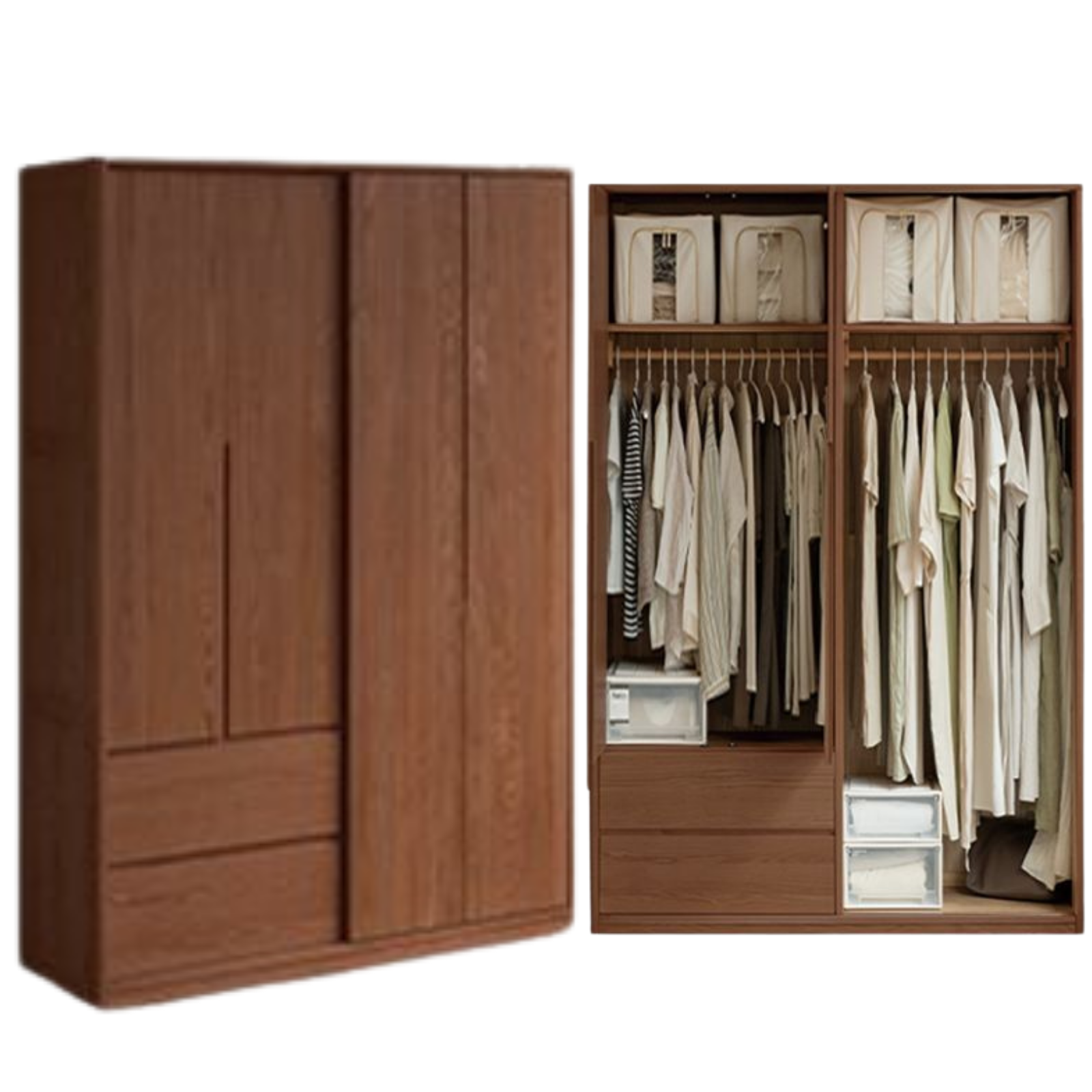 Oak Solid Wood Modern Style Wardrobe