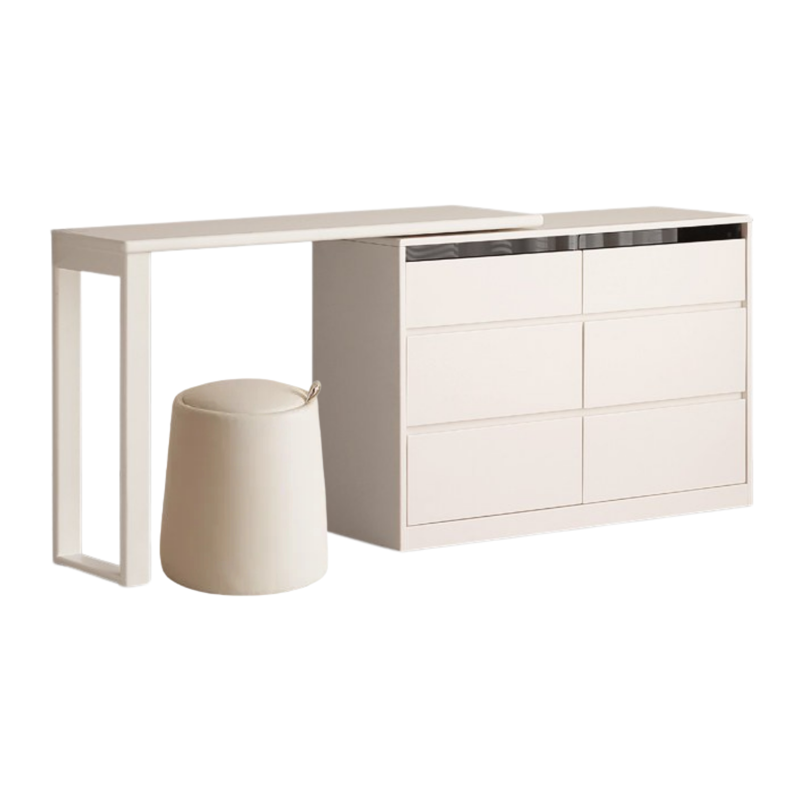 Solid Rubberwood White Cream Vanity Table