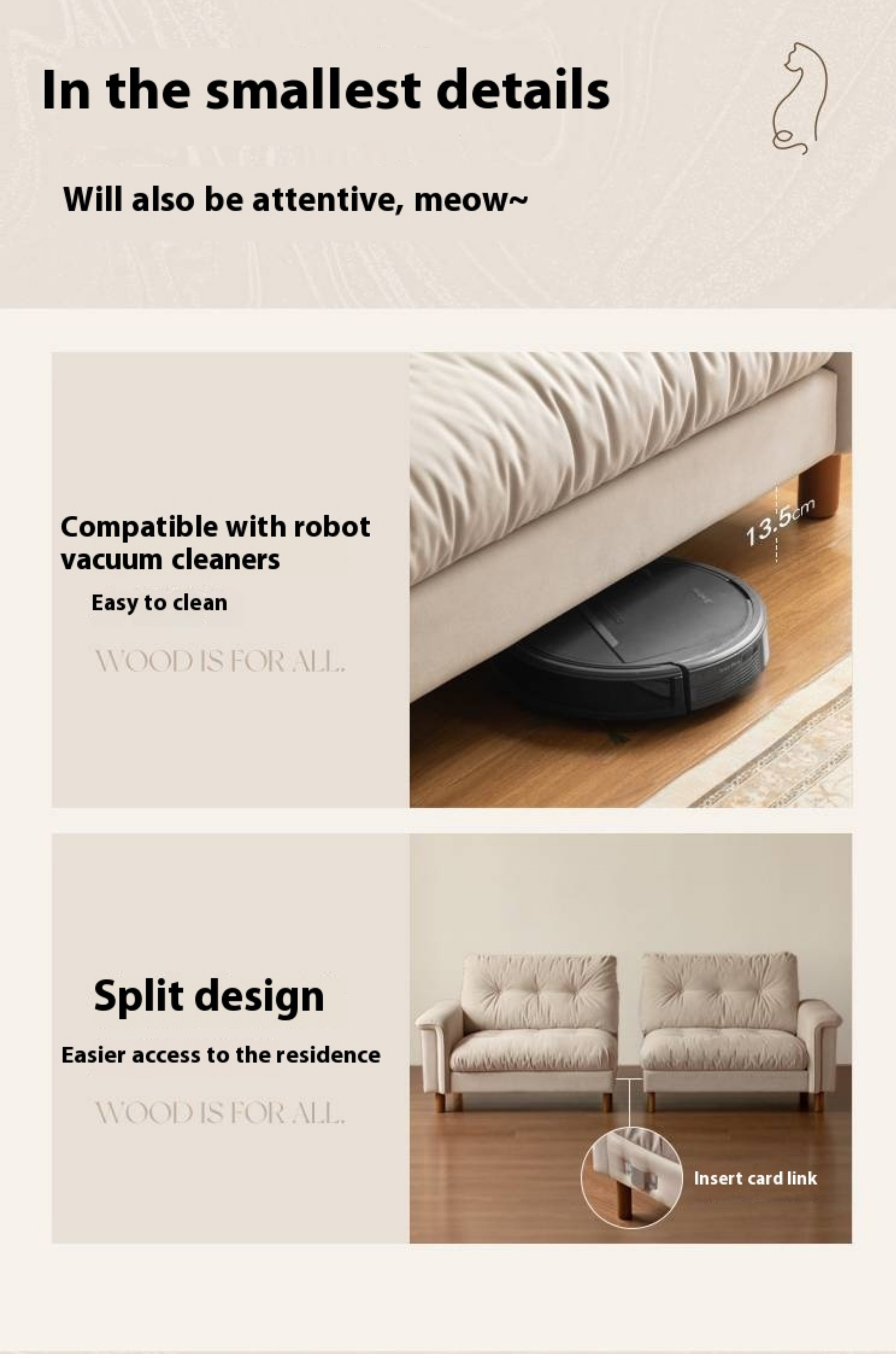 French Retro Fabric Sofa – High-Back with Pet-Friendly Scratch-Resistant Fabric