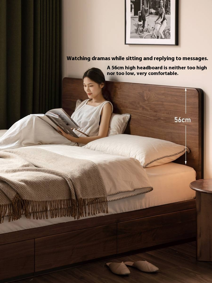 Black Walnut Solid Wood Light Luxury Box Bed